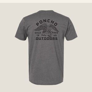 Poncho Wild and Free Men's Dark Gray Charcoal Graphic T-Shirt Large